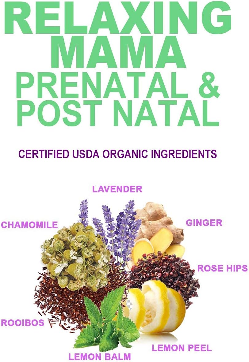 Secrets Of Tea Relaxing Mama Tea - Natural USDA Organic Caffeine Free - Safe for Pregnancy and Breastfeeding - Up to 40 Servings - 20 Count(1 Pack)