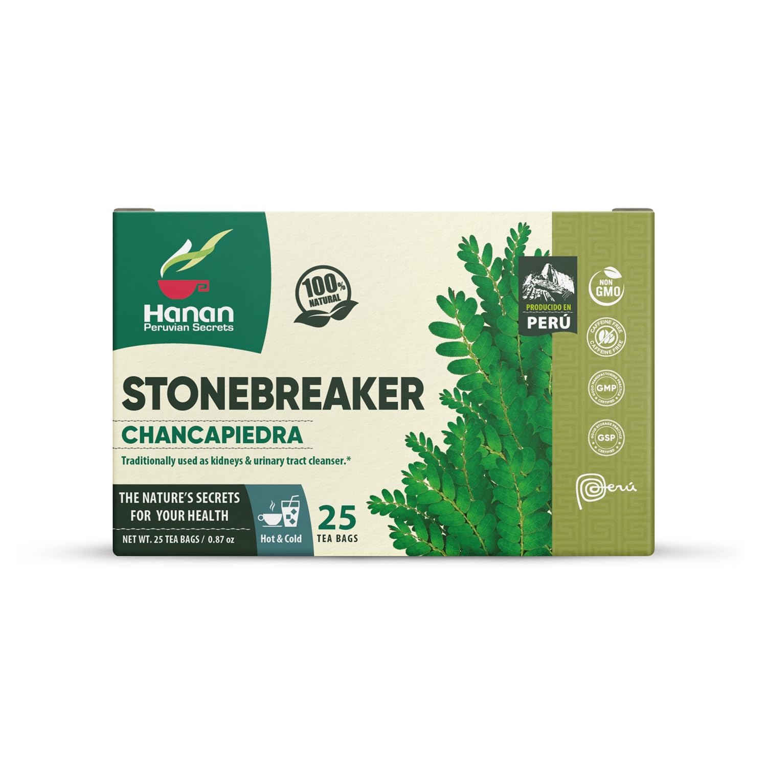 Hanan Peruvian Secrets Chancapiedra Herbal Tea | 100% Natural Stonebreaker | 25 Tea Bags | Aids in Promoting Normal Kidney Function Naturally - 3 Pack