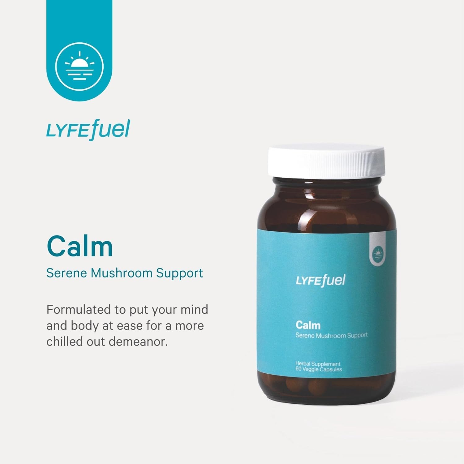 LyfeFuel Adaptogen Blend for Relaxation & Mood Support - Serene Whole Food & Organic Herb Complex to Calm Mind & Body | Lion’s Mane, Chaga, Kava, Lavender | 60 Vegan Capsules