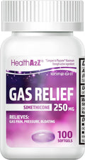 HealthA2Z® Gas Relief Simethicone 250mg | Fast Gas Relief | Relieve Symptoms Naturally (100 Softgels (Pack of 1))