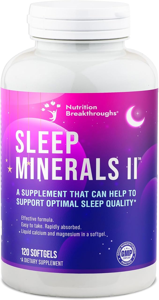 Nutrition Breakthroughs Sleep Minerals II - Sleep Supplement, Magnesium Sleep Aids for Adults & Good for All Ages, Sleep Well Without Melatonin, with Calcium, Vitamin D & Zinc, 120 Softgels