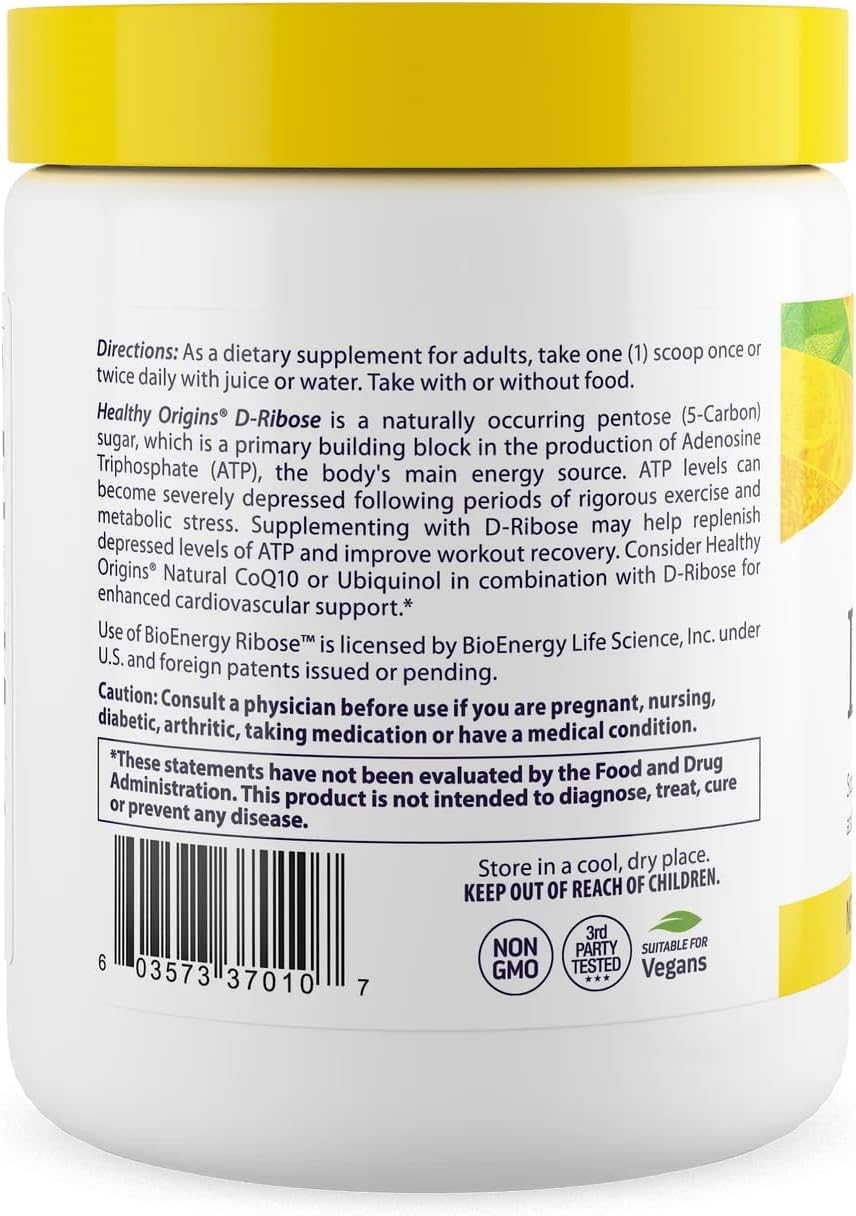 Healthy Origins D-Ribose Powder (BioEnergy, Non-GMO, Gluten Free, Energy Support, Heart Support), 10.6 Ounce