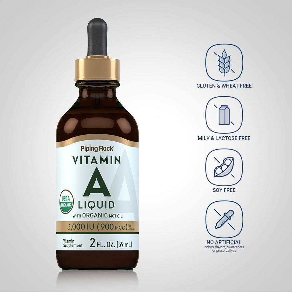 Piping Rock Vitamin A Liquid | 2 fl oz | Non-GMO, Gluten Free Supplement