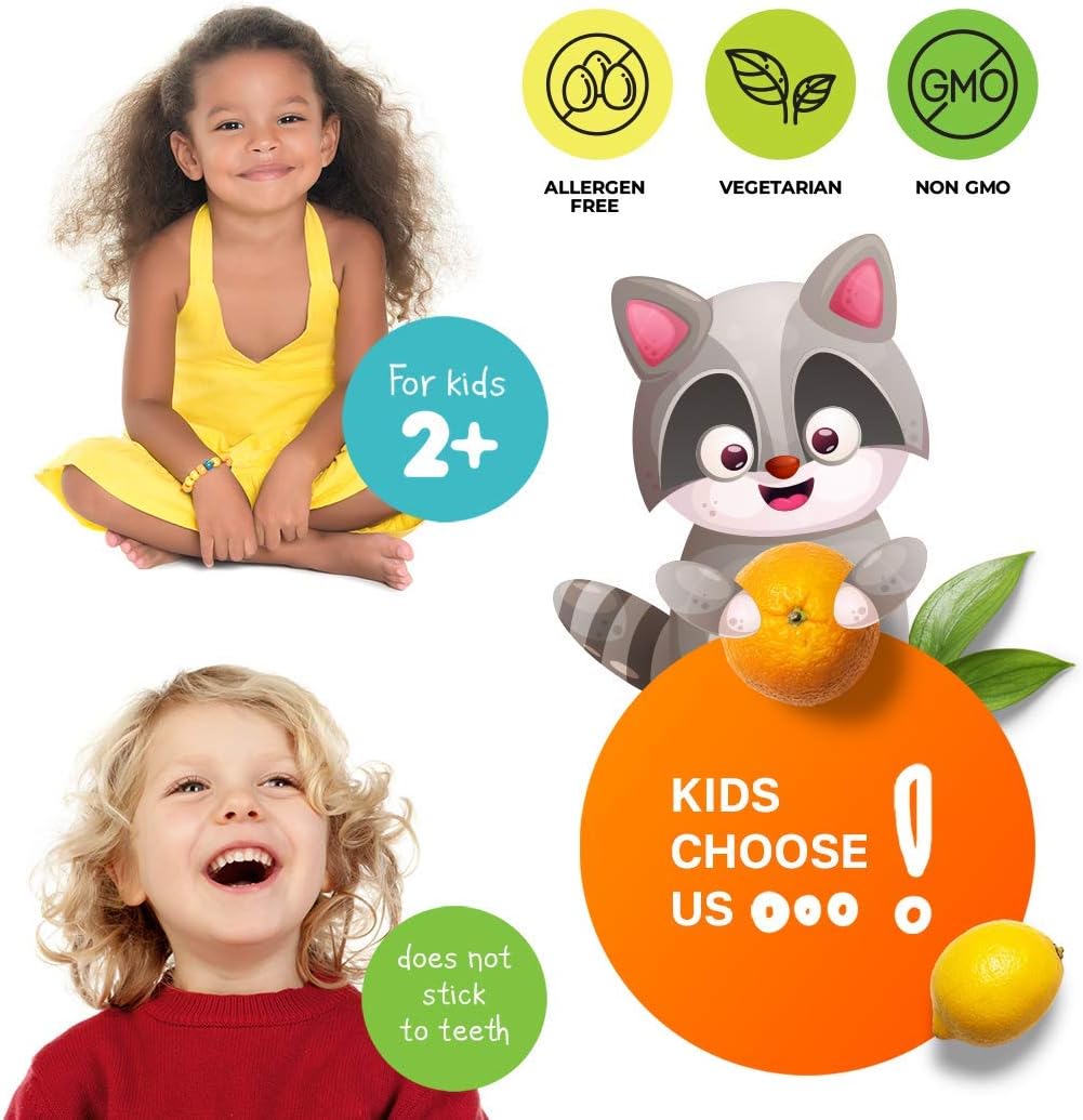 Omega-3 DHA Gummies & Vitamin C Gummies for Kids & Adults – Immune Support, Low-Sugar, Gelatin-Free, Vegetarian, Chewable Vitamins for Toddlers