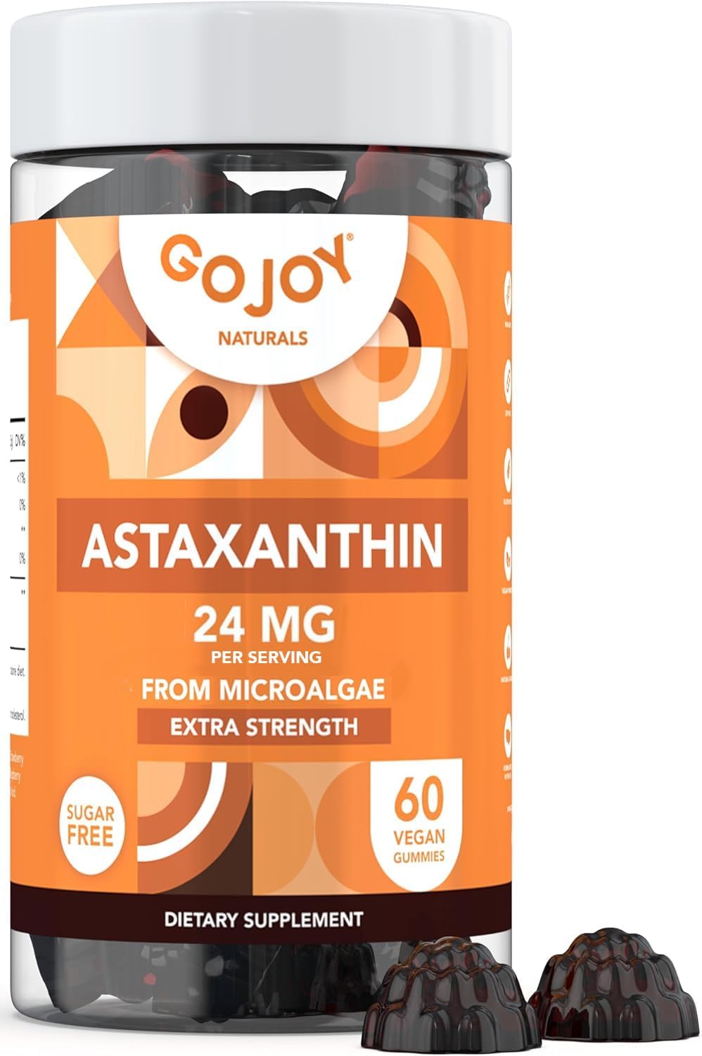 Chewable Astaxanthin Gummies - Natural Astaxanthin 24mg Antioxidant Supplement - Vegan, Non-GMO, Sugar-Free, Gluten-Free, Soy-Fee, 3rd Party Lab Tested - 2 Month Supply (60 Gummies)