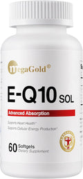 E-Q10 Sol Advanced Absorption Fish Oil - Fish Oil with Coq10, 100mg EPA, Antioxidant for Cardiovascular Health & Energy*, Coenzyme Q 10 Supplement for Men and Women - 60 Count Softgels