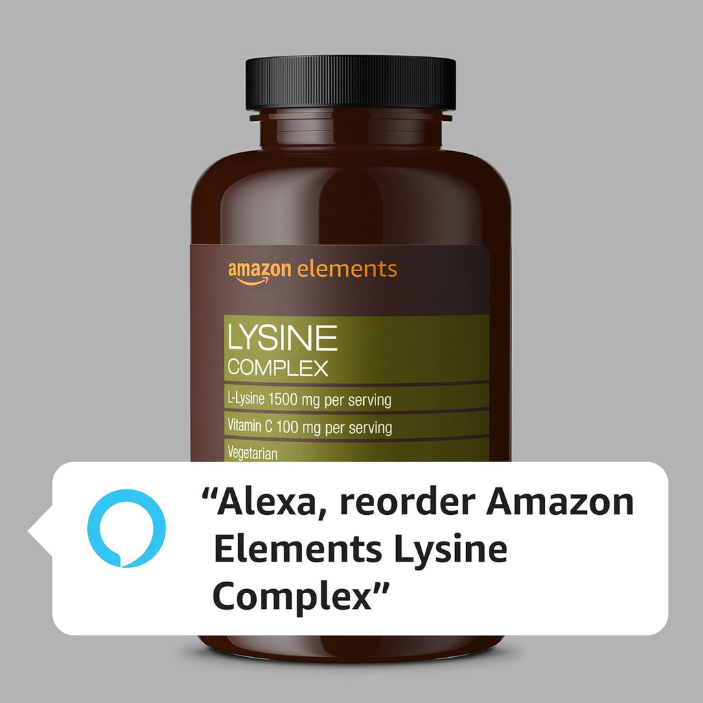 Amazon Elements Lysine Complex with Vitamin C for Immune Health Support, Vegetarian, 65 Servings, 195 Count (Packaging May Vary) (Pack of 2)