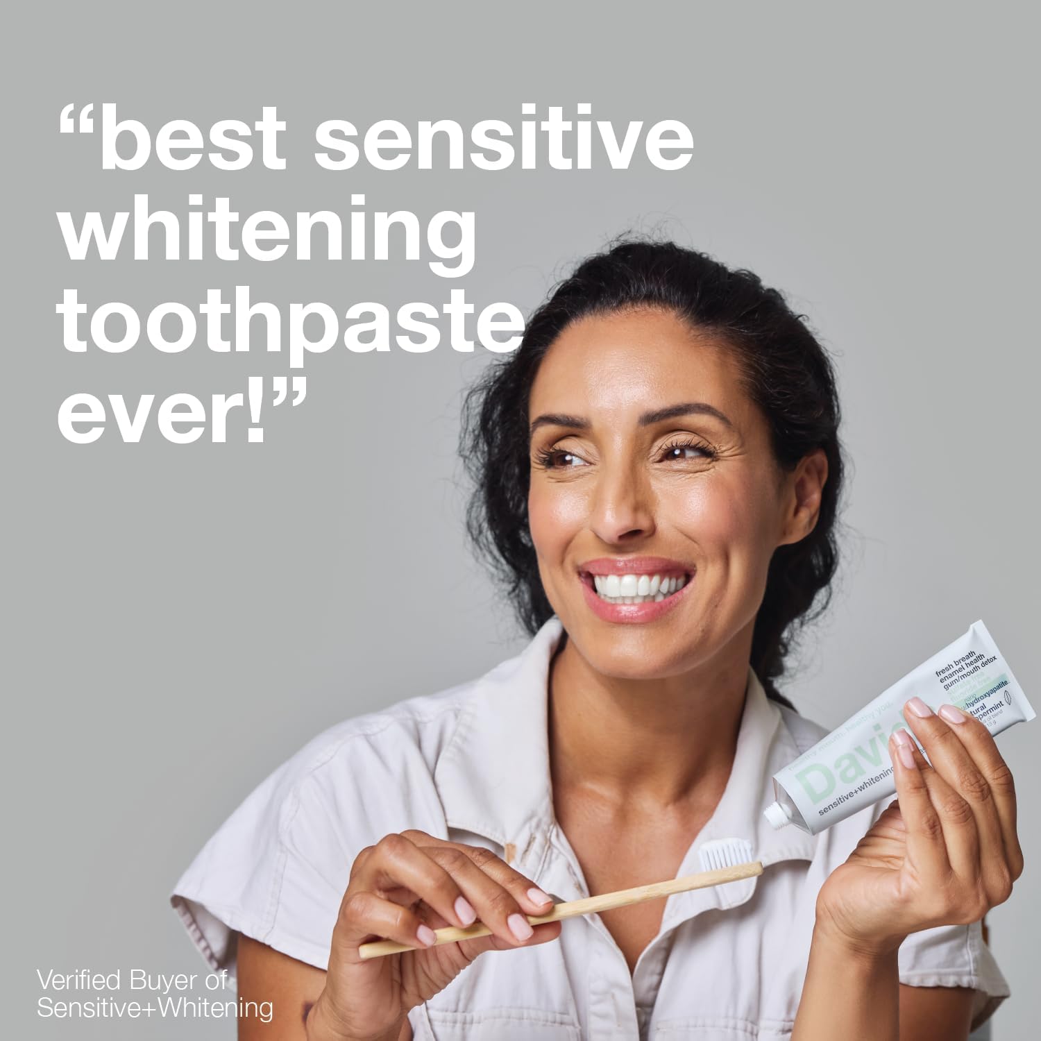 Davids Hydroxi™ Fluoride Free Nano Hydroxyapatite Toothpaste for Remineralizing Enamel & Sensitive Relief, Whitening, Antiplaque, SLS Free, Natural Peppermint, 5.25oz, Made in USA (3 Pack)