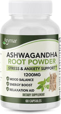 Arymar Ashwagandha Root Powder Capsules – 60 Capsules – Adaptogenic Herbal Supplement