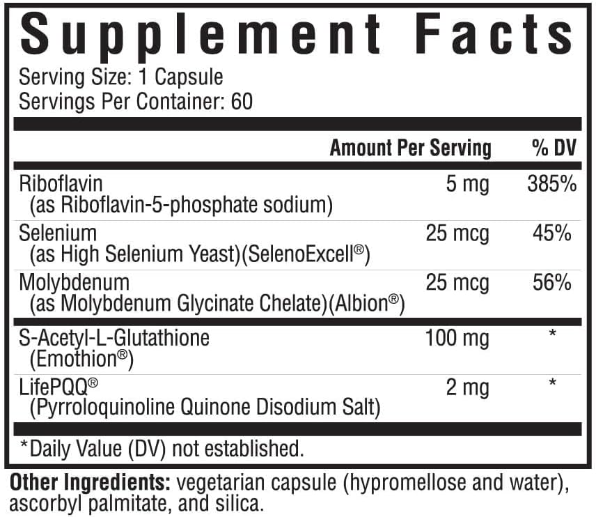 Seeking Health Optimal Glutathione Plus, 100 mg S-Acetyl-L Glutathione with Cofactors, Immune and Detoxification Support, Liver Health, Antioxidant and Free Radical Support, Vegetarian (60 Capsules)