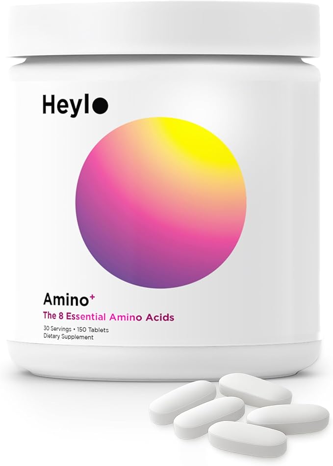 Heylo Amino+ Acid Supplement Blend - Essential Amino Acids with BCAAs for Muscle Recovery, Energy, and Protein Synthesis | Healthy Skin & Joints - Vegan, Non-GMO, 150 Tablets