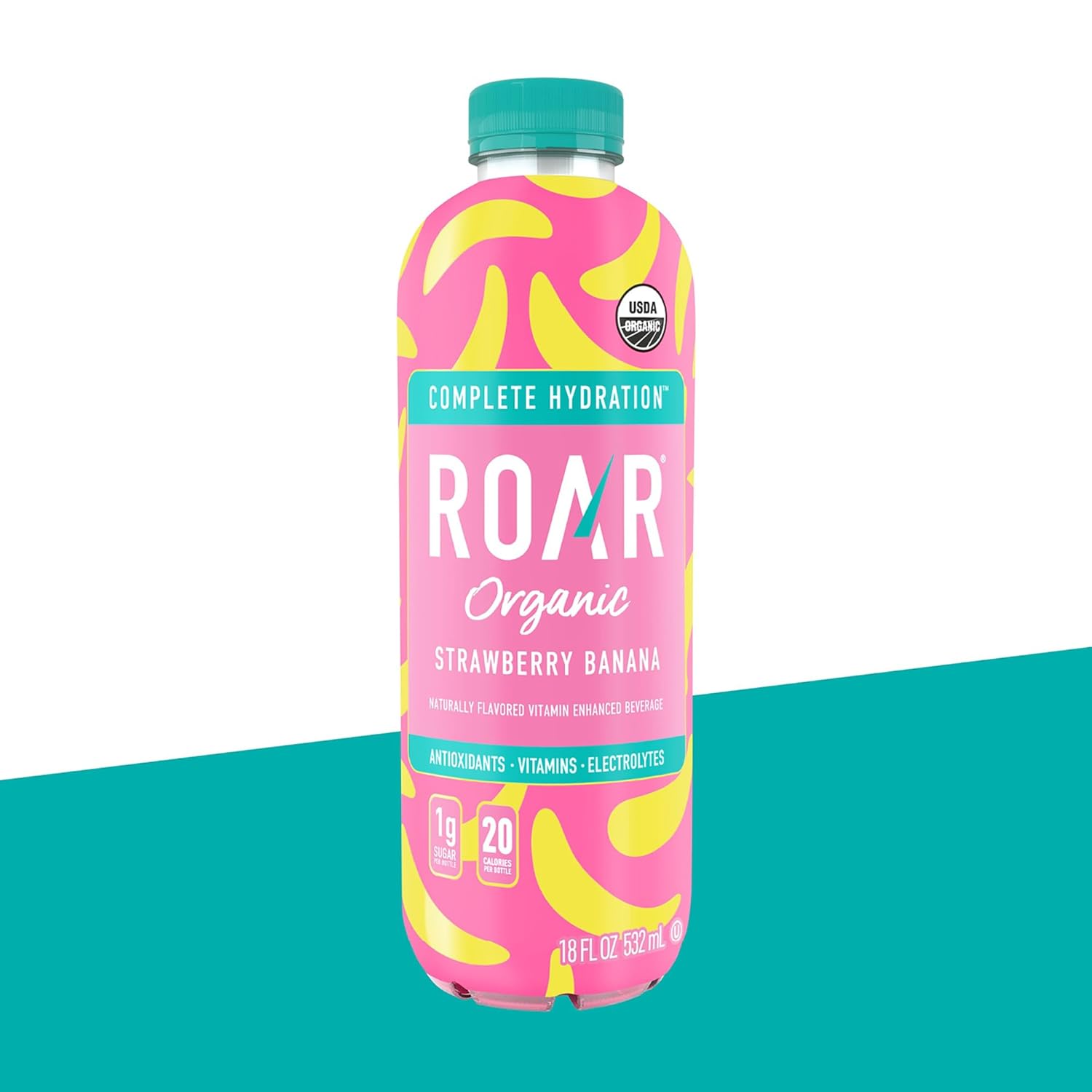Roar Complete Hydration Organic - Electrolyte Drinks Loaded with Vitamins C, B5, B12 - Non-GMO, Gluten-Free - Strawberry Banana - 12 pc