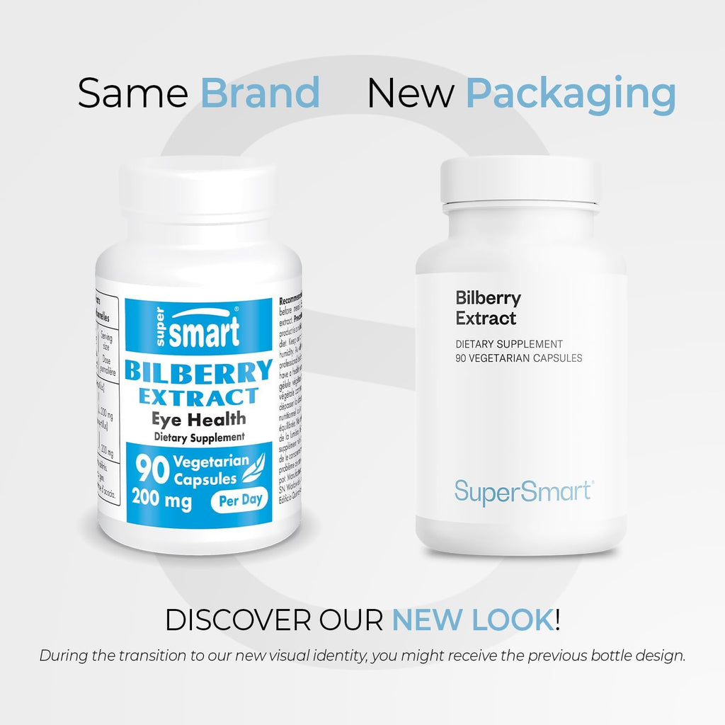 Supersmart - Bilberry Extract (High Strength) - 25% Anthocyanin - Bilberry Supplement for Eyes - Vaccinium Myrtillus Fruit Supplement | Non-GMO & Gluten Free - 90 Vegetarian Capsules