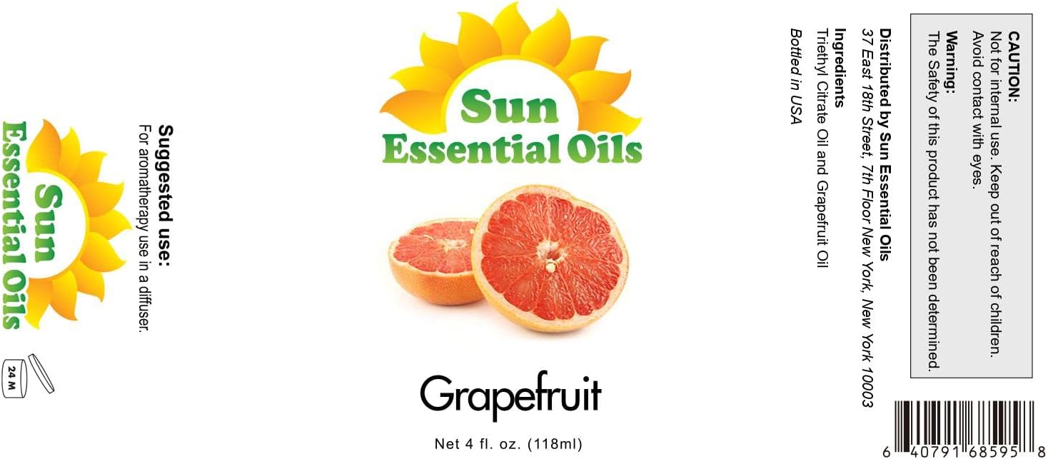 Sun Essential Oils Grapefruit Essential Oil 4 fl oz for Candle Making, Aromatherapy & Diffuser
