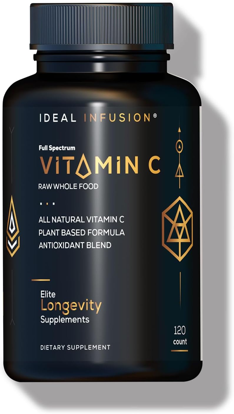 Ideal Infusion Raw Whole Food Vitamin C Complex: Organic Vitamin C from Oranges and Berries with Natural Food Based Bioflavanoids (60 Servings) No Synthetic Ascorbic Acid