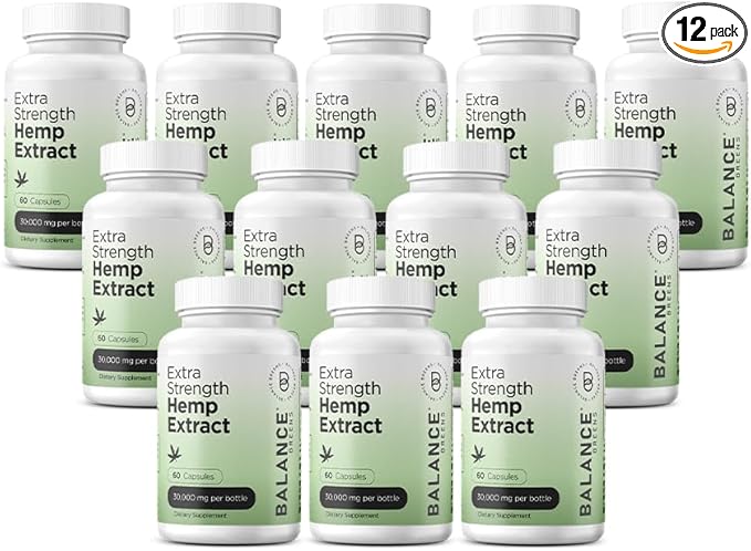 Balancebreens Hemp Extract 30,000mg per Bottle, 60 Capsules – Rich in Omega 3-6-9 Fatty Acids, Supports Brain Function & Immune Health