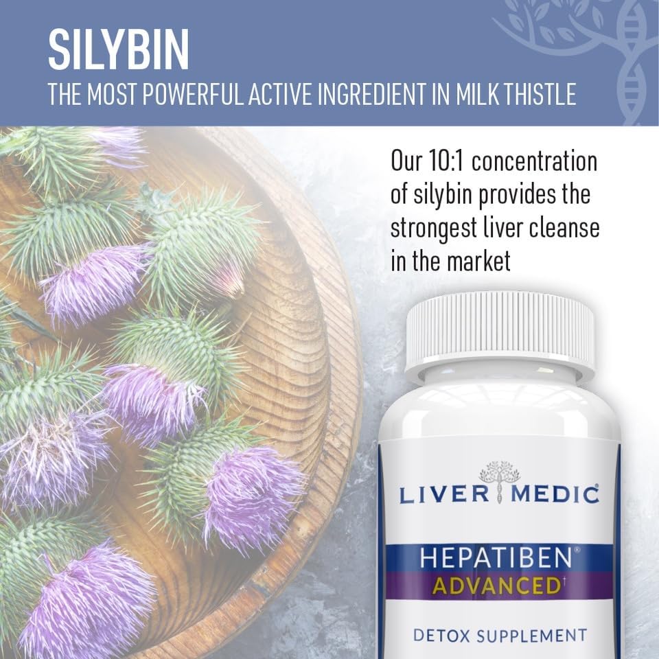 Hepatiben Liver Detox Cleanse All Natural Supplement with Milk Thistle, Silybin, NAC, Choline, MSM, Turmeric, Berberine, Glutathione Alpha Lipoic Acid Vegan NonGMO 120 Capsules 1500mg