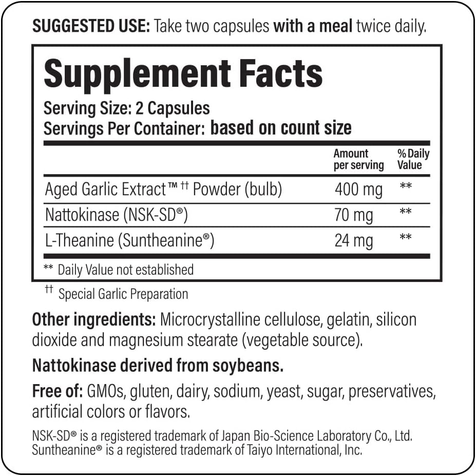 Kyolic Aged Garlic Extract Formula 109, Blood Pressure Health, 80 Capsules