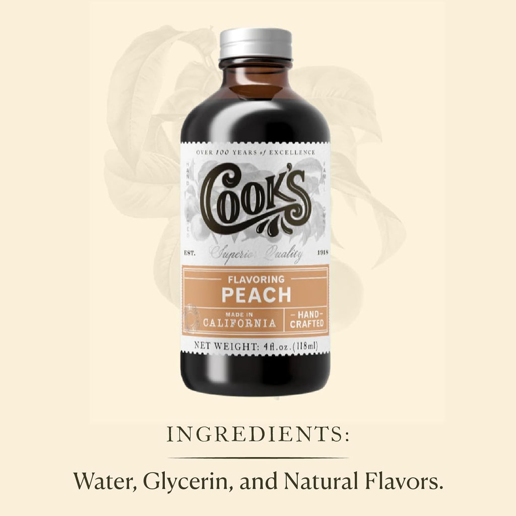 Cook's, Peach Flavoring for Baking, Preserves, Ice Cream, Jam, Cakes, 32oz