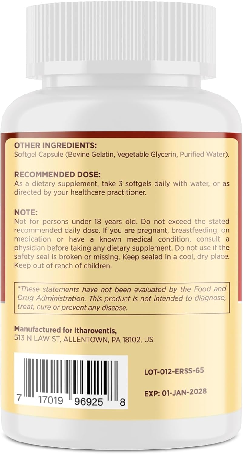 Cholesterol Supplements with Plant Sterols, Niacin, Red Yeast Rice, Bergamot, Omega-3 & Garlic - Advenced Absorption Formula - 180 Softgels