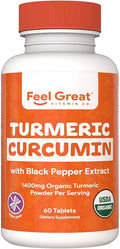 Organic Turmeric Curcumin with Organic Black Pepper 1400 mg - 95% Standardized Curcuminoids & Black Pepper Extract for Better Absorption & Potency - Joint Support - 60 Count
