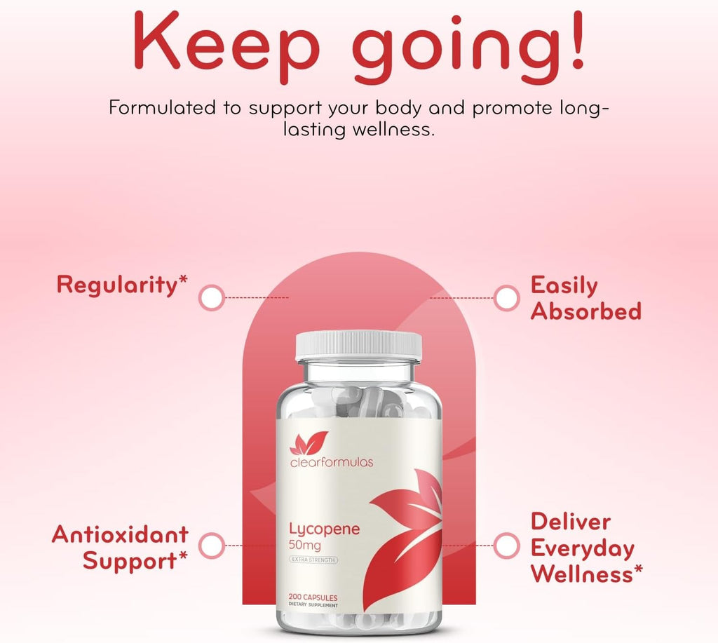 Tomato Based Lycopene Supplement - Extra Strength Lycopene 50mg Non-GMO Super Potent Antioxidant and Carotenoid Heart and Prostate Health Supplement for Men - Made in a cGMP US Lab (200 Servings)