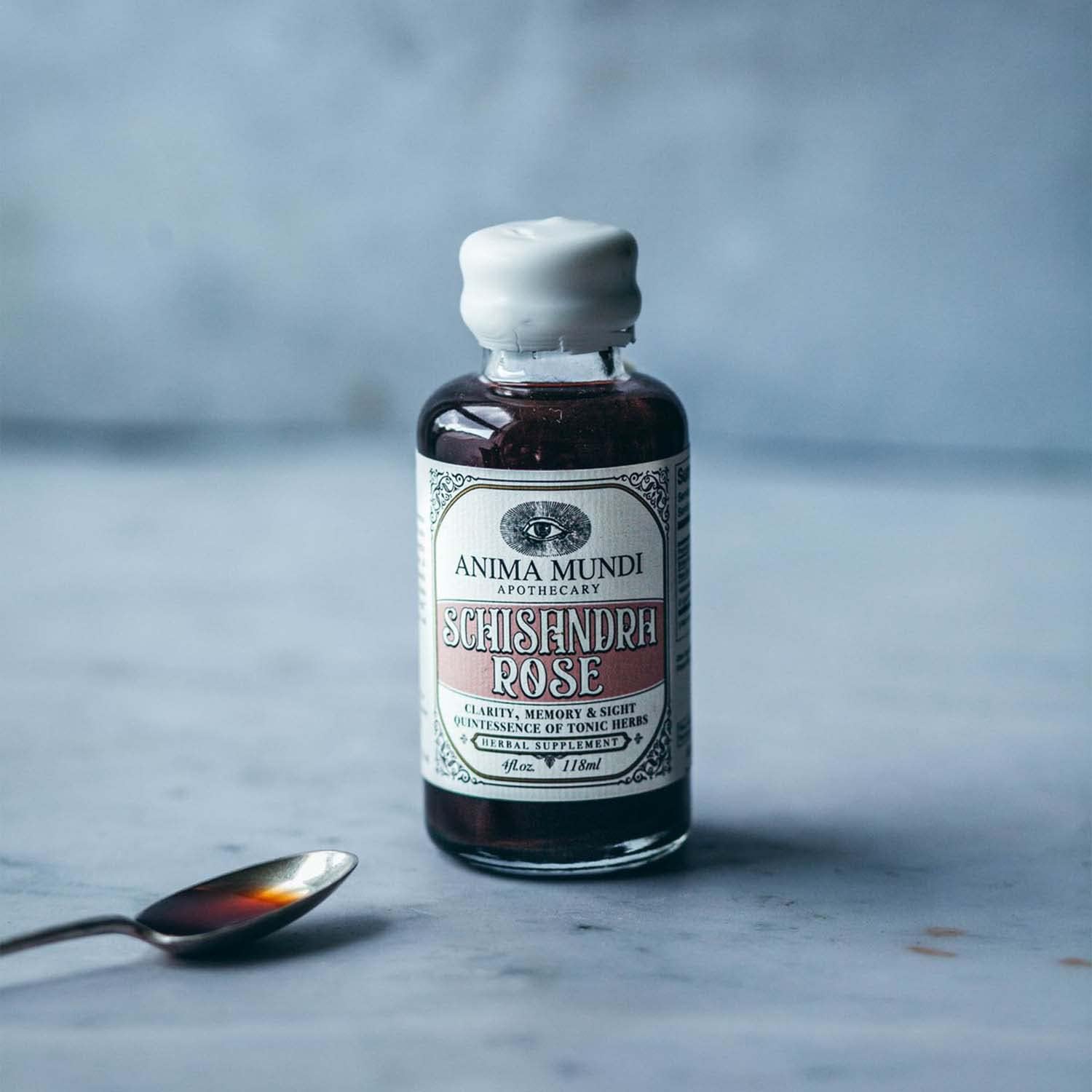 Anima Mundi Apothecary Schisandra Rose Elixir - Liquid Schisandra Berry Adaptogen Supplement with Wildcrafted Rose Petals for Liver and Kidney Support - Anima Mundi Beauty Supplements (2oz / 59ml)