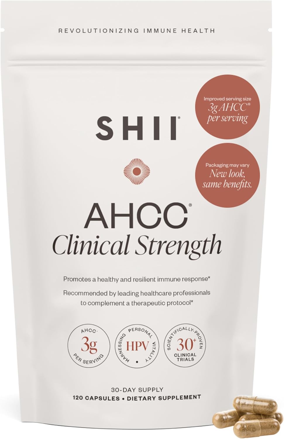 SHII AHCC Clinical Strength, 30-Days Supply, Vegan, Gluten-Free Immune Support Supplement with Extra AHCC Boost, Made from Functional Shiitake Mushrooms for Immune Balance Support and Overall Wellness