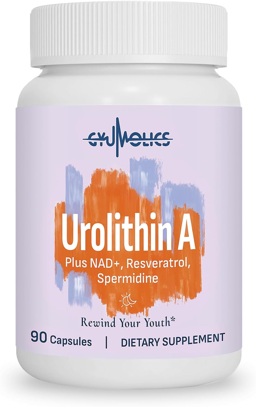 High Dose Urolithin A 1200mg Supplement for Mitochondrial, Cellular Longevity Support for Women & Men, NAD+, Trans-Resveratrol & Spermidine – High Purity & Potency, 90 Capsules