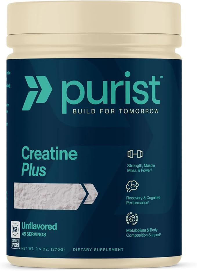 PURIST Protein Creapure Creatine Plus Monohydrate | Workout Powder Supplement | Women Men Muscle Strength Energy Recovery | Clean Nutrition | NSF Certified | Contains Sugar Free Stevia (Unflavored)