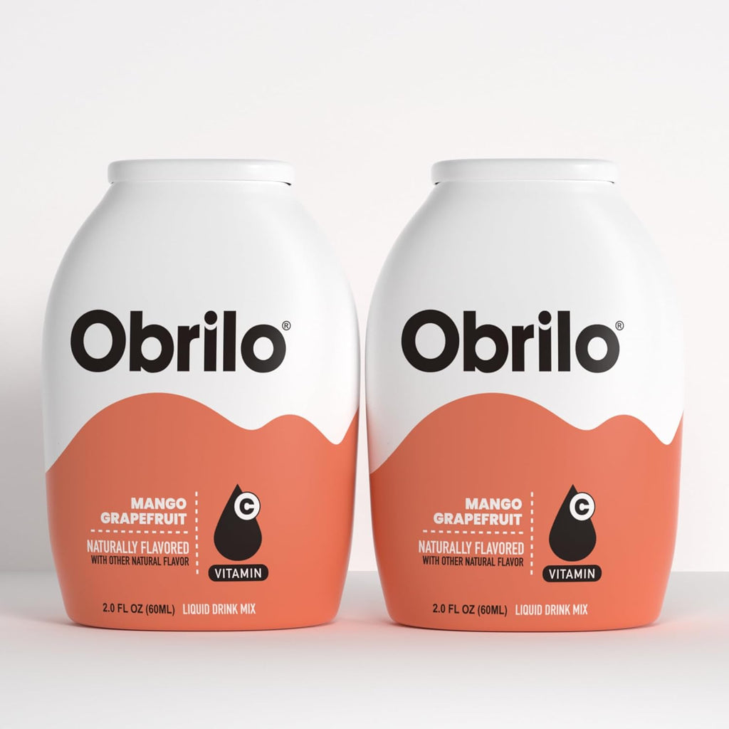 Obrilo Water Enhancer Liquid Flavoring Drops - ZERO Sugar/Calorie, Dye Free, Naturally Flavored Drink Syrup, 2.0 fl oz x 2 Bottles for Kids & Adults (Mango Grapefruit)