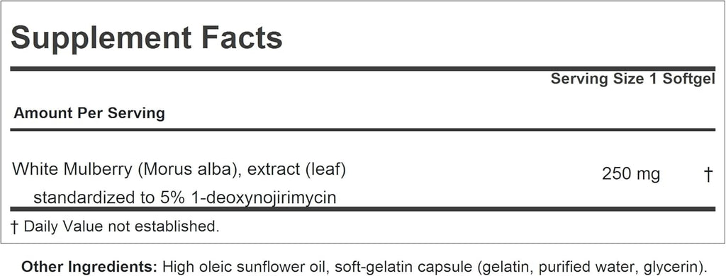 ANDREW LESSMAN White Mulberry Leaf 30 Softgels - High Potency Standardized White Mulberry Leaf. Small Easy to Swallow Softgels