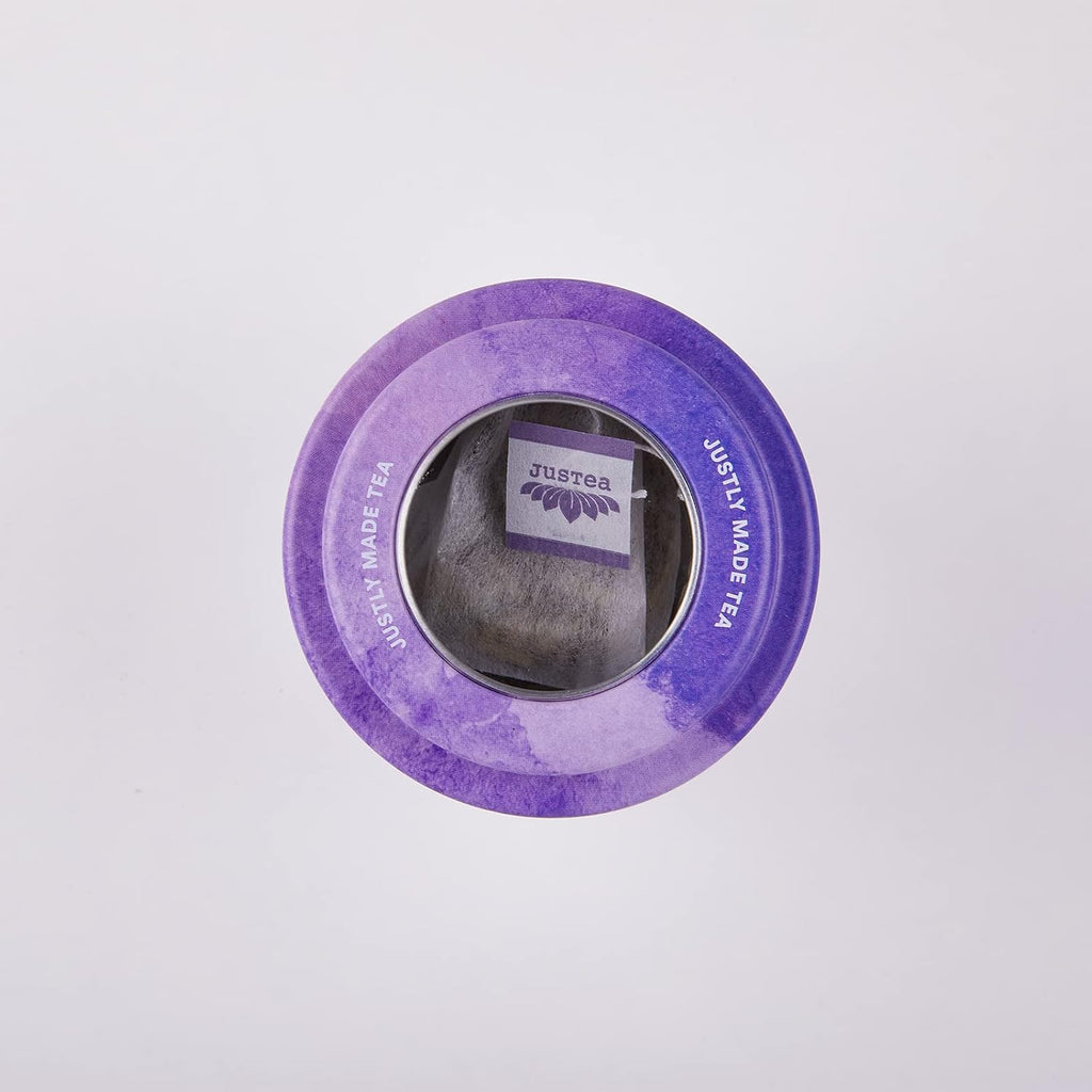 JusTea Purple Rain | Pyramid Compostable Tea Bags | Purple Tea | 12+ Cups | Very Low Caffeine | Award-Winning | Fair Trade | Non-GMO