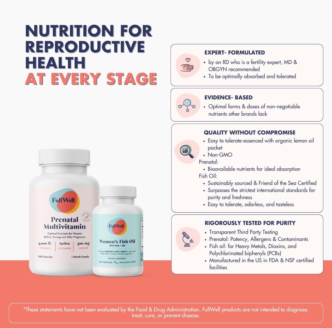 Prenatal Vitamin Lemon + DHA | Omega 3 Fish Oil with DHA & EPA for Brain Development & Nervous System Support | 26+ Vital Nutrients | Dietitian-formulated, 3rd Party Tested, 30 Servings