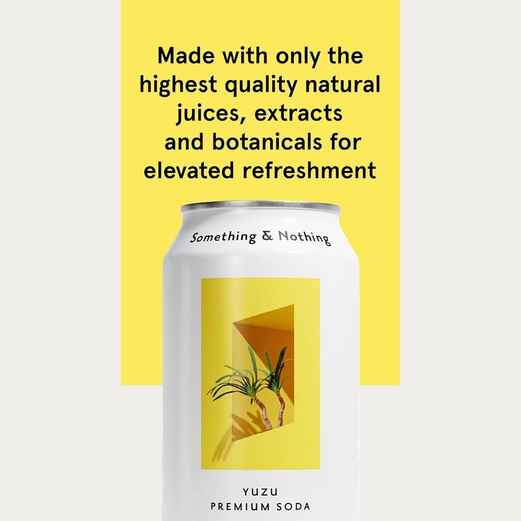Something & Nothing Yuzu Flavoured Sparkling Water | Lightly Carbonated, Full Flavoured with Added Grape & Lemon Juice | Vegan & Low Calorie Soda | 12 Fl Oz Cans (Pack of 12)