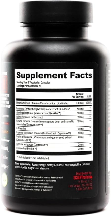 Sculpt Nation by V Shred Burn Day and Burn PM with Capsimax Green Coffee Melatonin and Herbal Extracts 2 Pack for Metabolism and Sleep Support