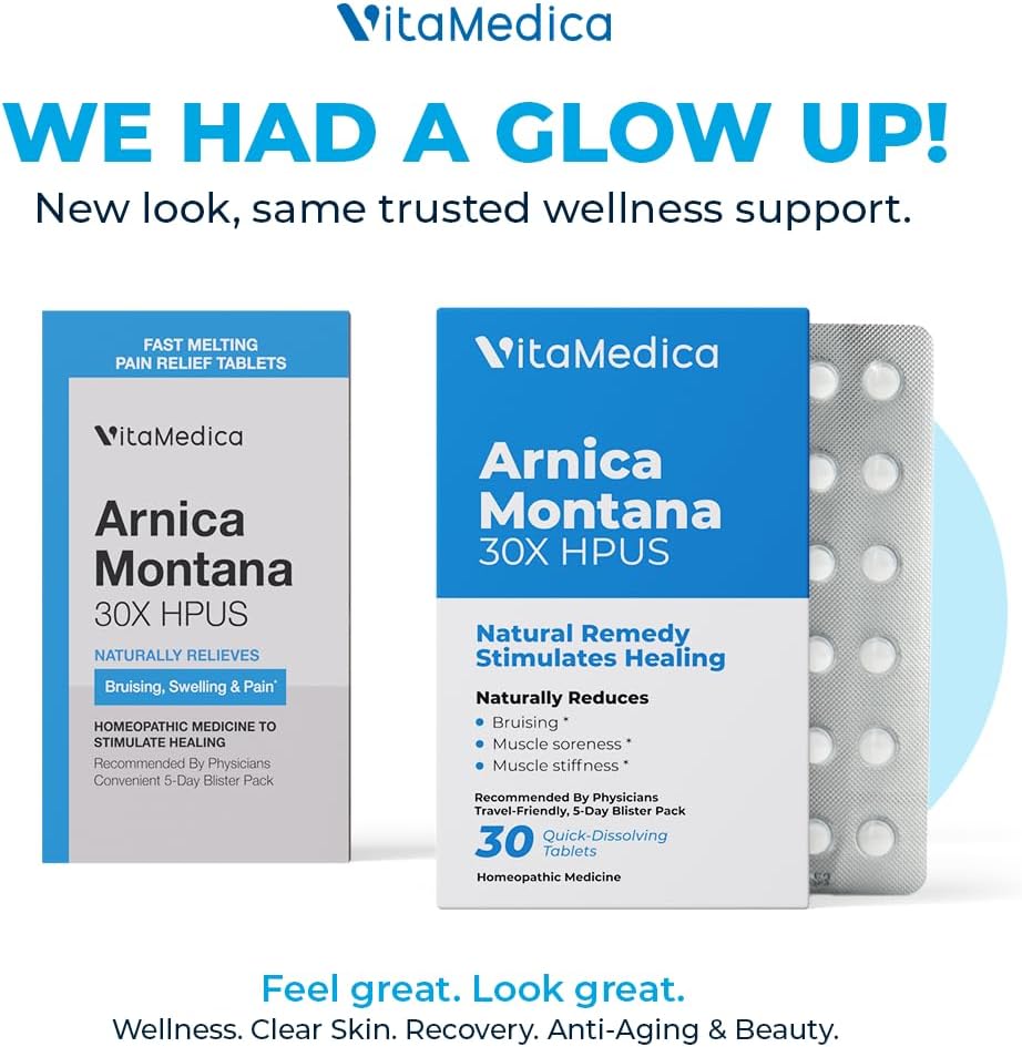 VitaMedica Arnica Montana Blister Pack 30X Tablets for Bruising Pain and Swelling | Plant Based Formula | Recommended by Plastic Surgeons | Natural Recovery Surgery Or Injury | 3 Pack | 45 Servings