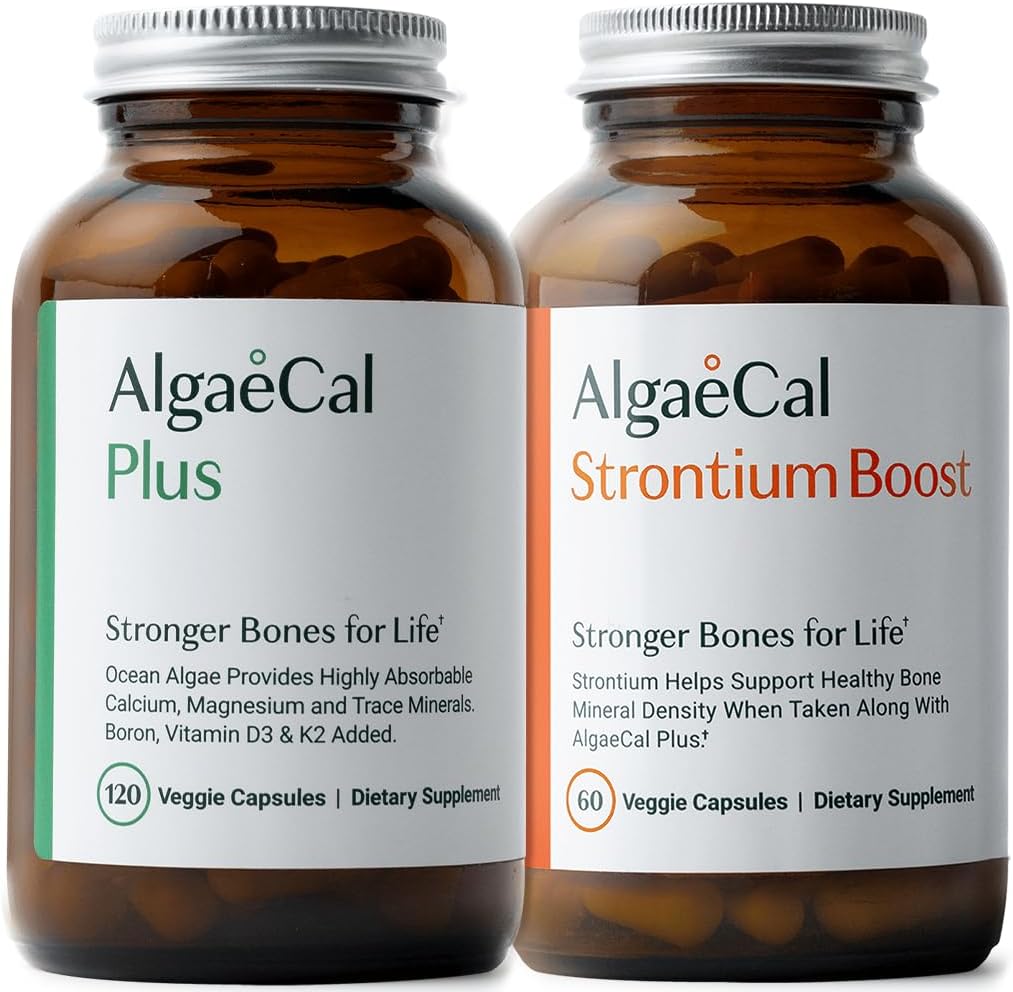 AlgaeCal - Bone Builder Pack for Bone Density Increase, Clinically Supported Plant Based Calcium Supplement & Strontium, Vitamins K2 (100mg), D3 (1600 IU), Magnesium & 16 Essential nutrients