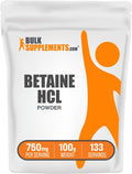 BulkSupplements.com Betaine HCl Powder - Betaine Hydrochloride Supplement, Digestive Support - Gluten Free, 750mg per Serving, 100g (3.5 oz) (Pack of 1)