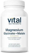 Vital Nutrients Magnesium Glycinate + Malate | 120mg Vegan Magnesium Supplement for Women and Men | Muscle, Heart, Bone Support* | Promotes Relaxation | Gluten, Dairy and Soy Free | 100 Capsules
