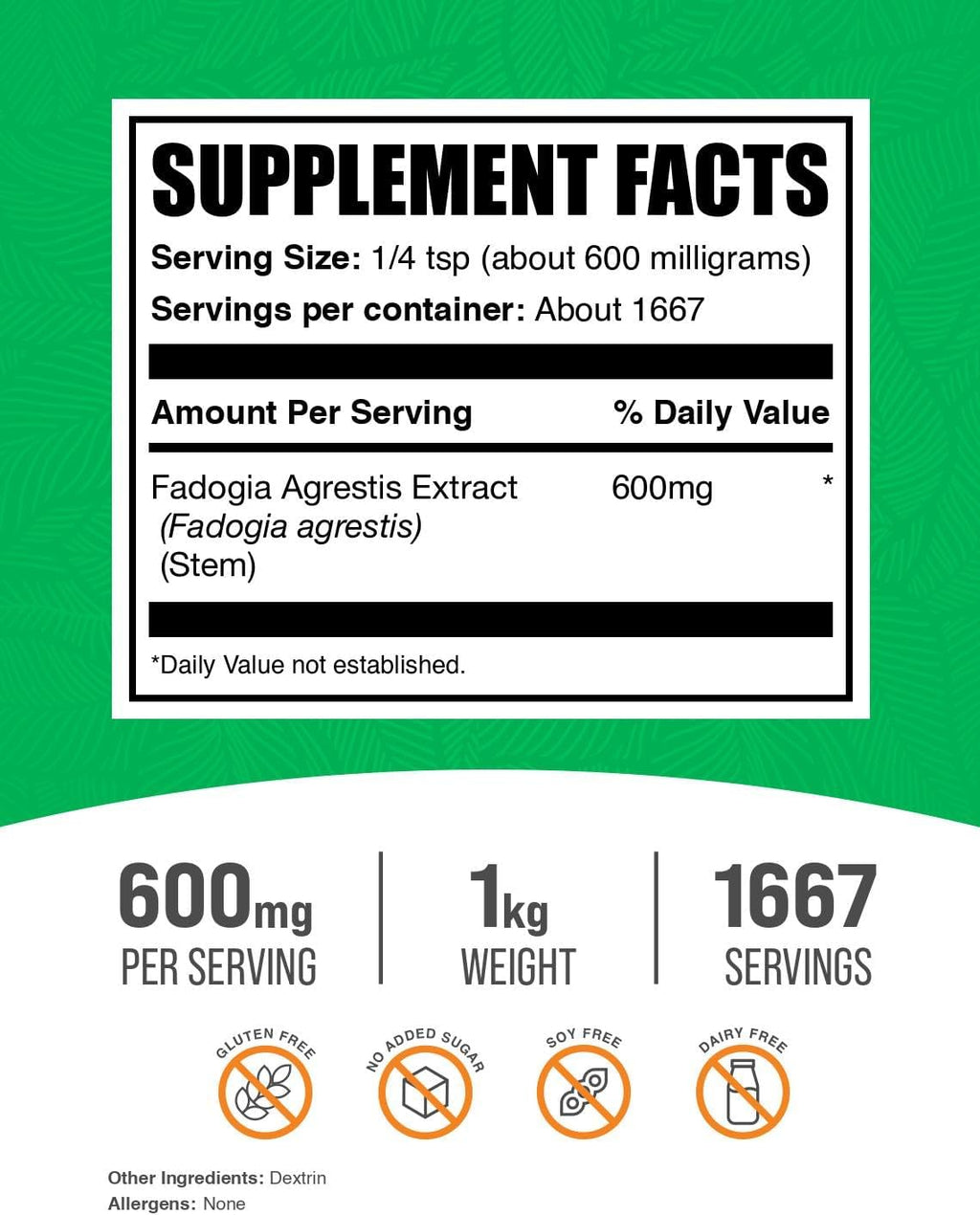 BulkSupplements.com Fadogia Agrestis Extract Powder - Fadogia Agrestis Supplement, Fadogia Agrestis 600mg - for Energy Boost, Gluten Free, 600mg per Serving, 1kg (2.2 lbs) (Pack of 1)