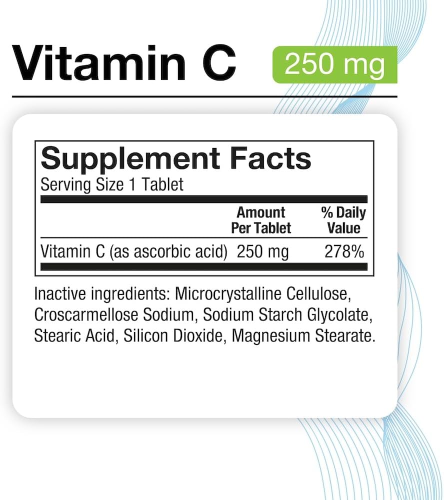 Puregen Labs Vitamin C 250 MG - Total 600 Tablets Supports a Healthy Immune System & Antioxidant Protection | Non-GMO | Gluten Free | Made in USA - 3 Pack