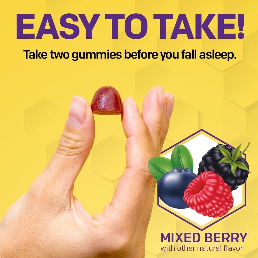 Sleep Magnesium Gummies with Melatonin - 200mg Magnesium Citrate - Melatonin Gummies for Sleep Quality - Nighttime Aid for Adults with Chamomile - 30 Mixed Berry Chewables