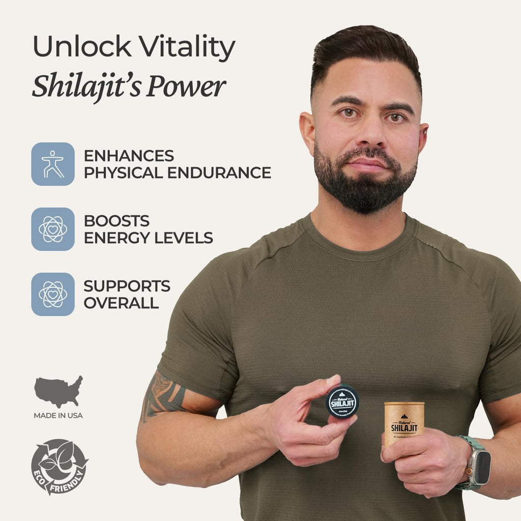 NATURAL SHILAJIT Capsules (1-2 Months Supply) - 60 Count - Shilajit for Men & Women with Fulvic Acid & Trace Minerals, Plant Based Nutrients for Energy, Immune Support & Vitality