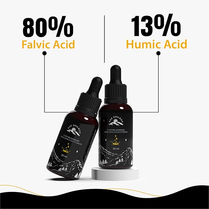 PakShilajit® Sun Dried Himalayan Shilajit Liquid Drops, Most Premium & Organic Gold Graded Shilajit Drops Above 17000FT (30ML Pack), Rich in Fulvic Acid Humic Acid Natural Supplement