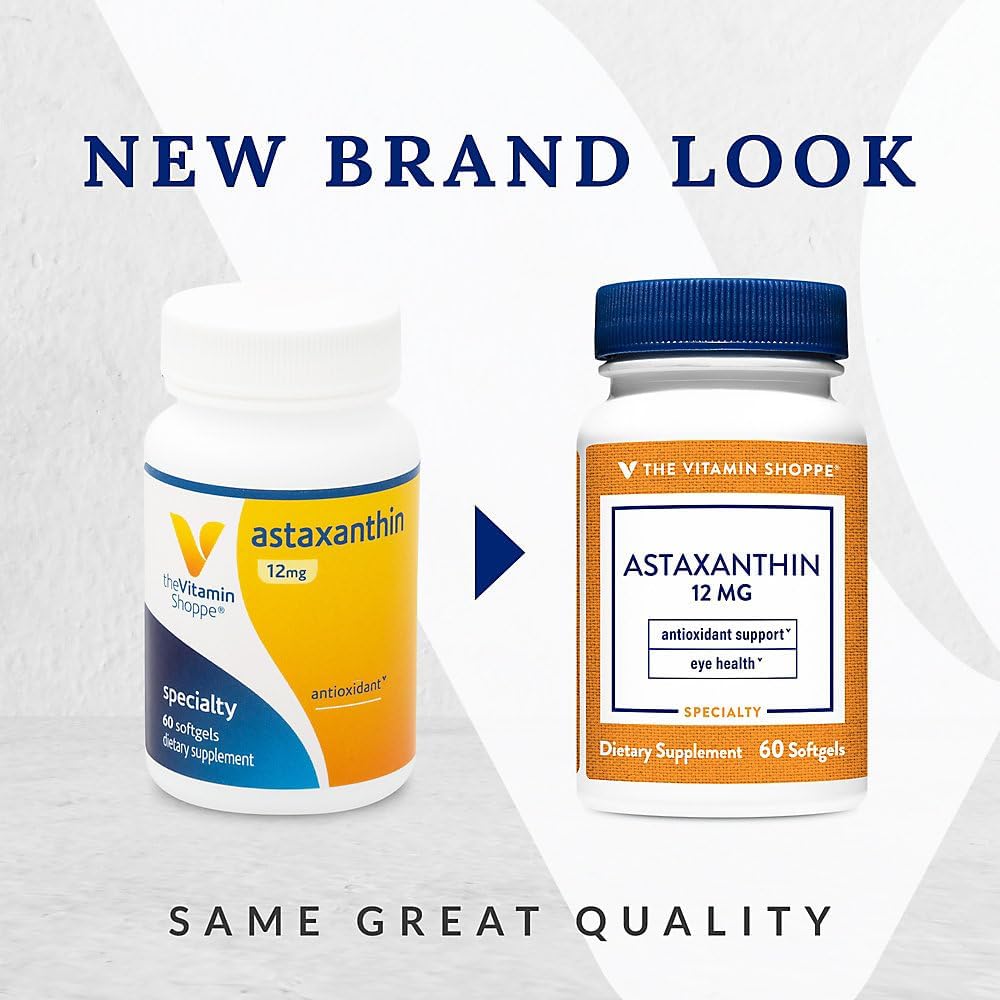 The Vitamin Shoppe Astaxanthin (Solasta) That Supports Brain & Heart Health and Skin for Healthy Aging (60 Softgels)