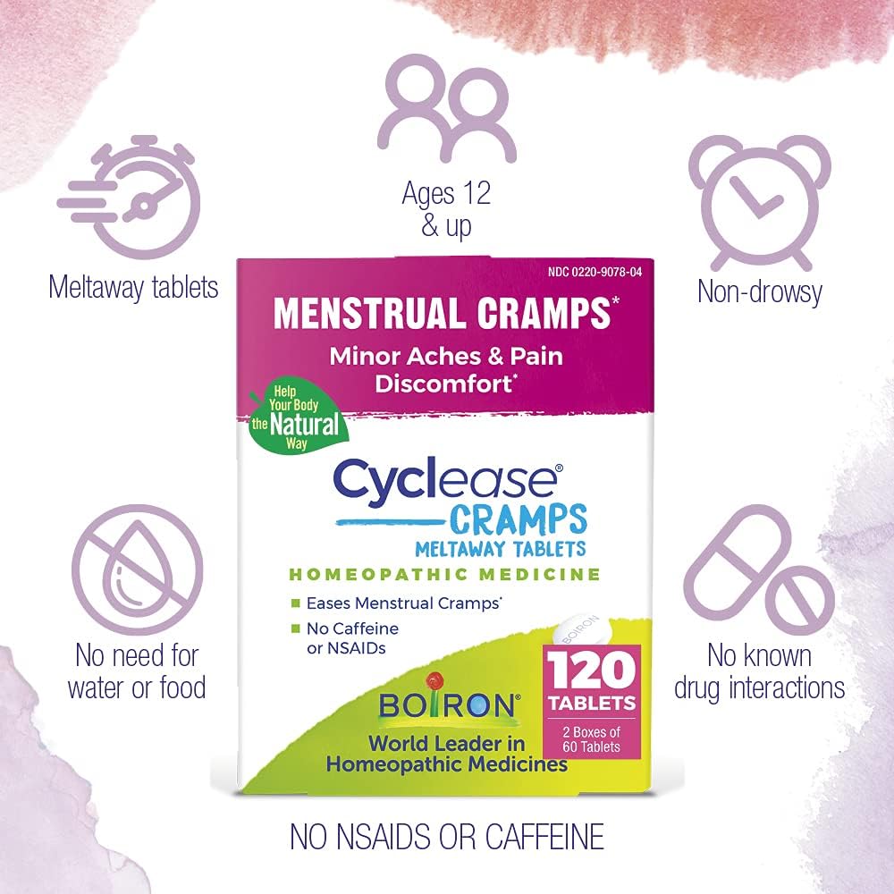 Boiron Cyclease Cramps for Relief from Menstrual Cramps, Aches, Pain, and Discomfort - 120 Count (2 Pack of 60)
