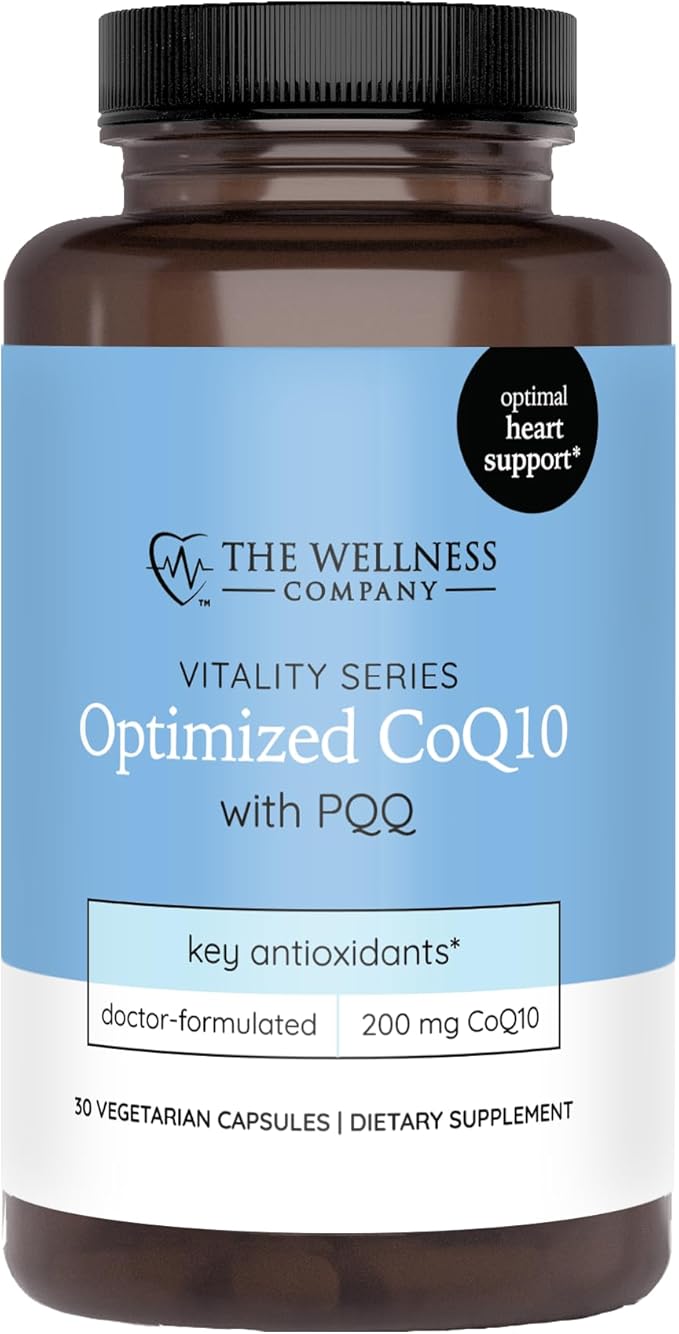 The Wellness Company Optimized CoQ10 + PQQ | Cellular Defense, Heart Health & Mitochonrial Support | 30ct (1 Month Supply)
