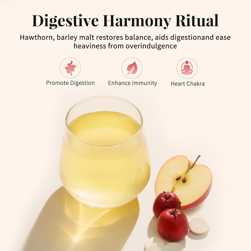 Hawthorn Apple DigestionTea Bags for Balance Stress Relief,Detox Cleanse Tea, Leafberry Herbal Tea Bag Sampler Barley malt Peeled lotus seeds Dried apples, Red dates Healthy Tea Gift Box 10 Bags