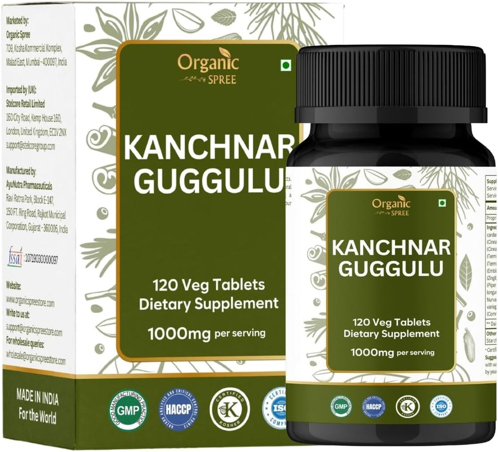Kanchnar Guggulu 120 Tablets - Supports Detox and Lymphatic Health* - Ayurvedic Formulation - Certified and Vegetarian (1)